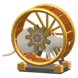 A rat running in his wheel